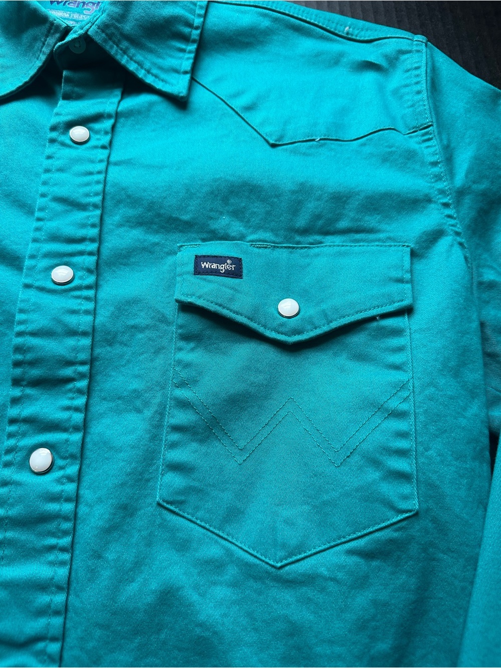 Wrangler Men’s Teal Snap-Front Western Shirt